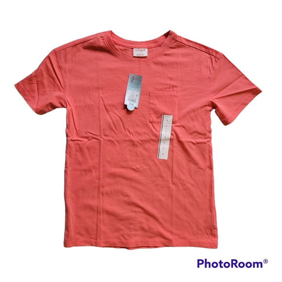 🆕️Cat&Jack Kids Girl's Coral Short Sleeve Pocket Tee L - Picture 1 of 9
